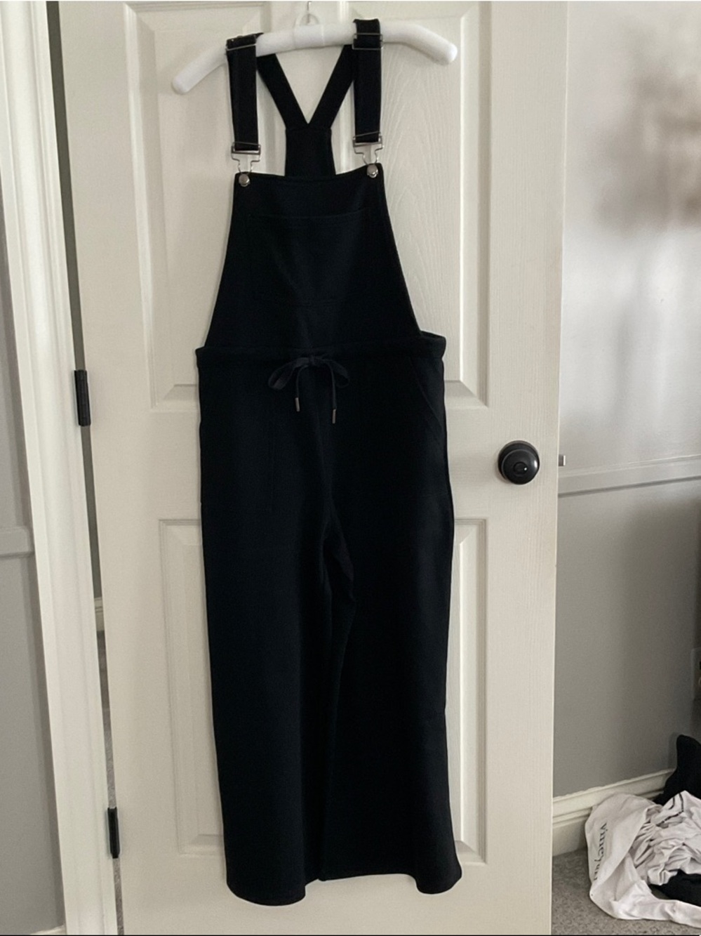mittoshop Black Knit Overall Jumpsuit with Drawstring Waist